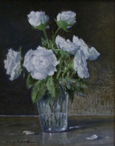 Voir le détail de cette oeuvre: verre aux roses blanches
