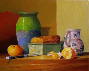 Voir le détail de cette oeuvre: Cake, mandarines, vase, pichet